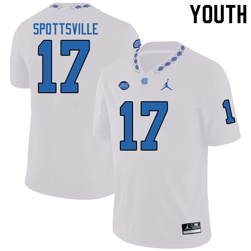 Jordan Brand Youth #17 Welton Spottsville North Carolina Tar Heels College Football Jerseys Sale-Whi